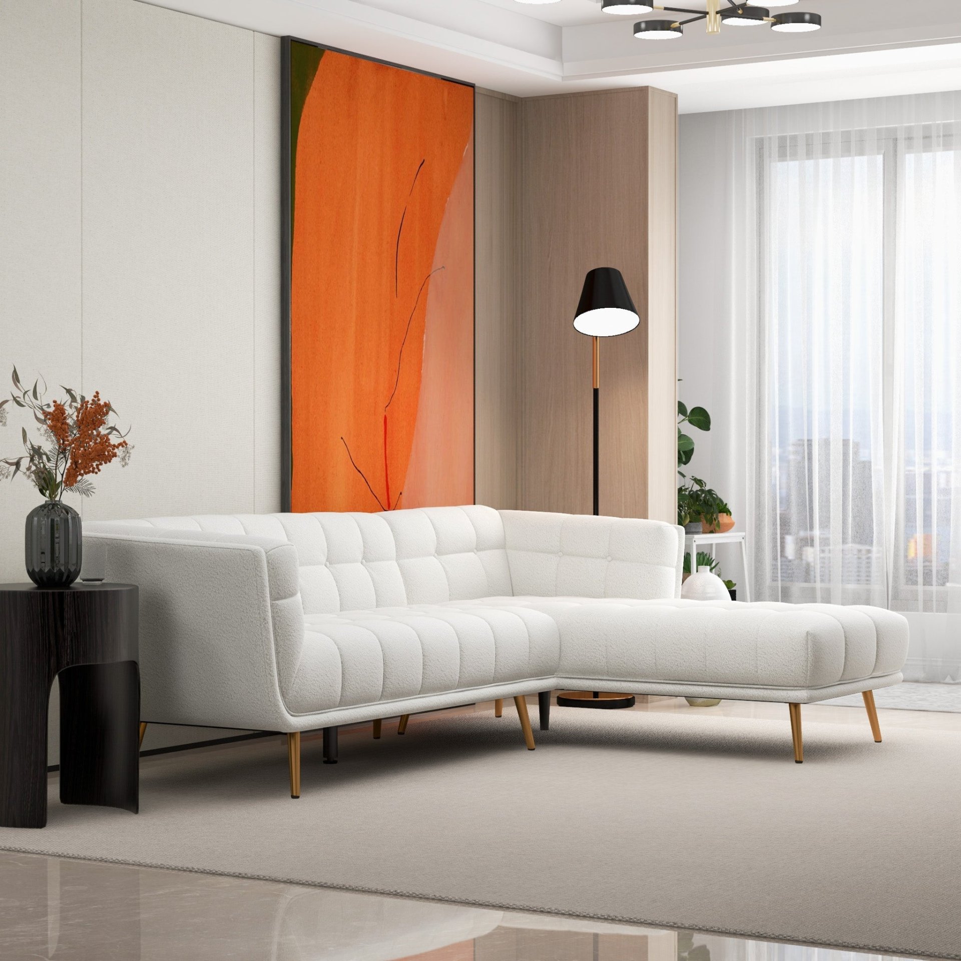 Addison - Right Sectional Sofa - Cream - Image 6