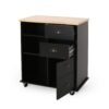 Yohaan - Contemporary Kitchen Cart With Wheels - Black - Image 6