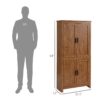 Homcom - 4-Door Kitchen Pantry, Freestanding Storage Cabinet With 3 Adjustable Shelves For Kitchen, Dining Or Living Room - Oak - Image 3