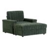 Oversized Chaise Lounge Indoor Rabbit Fur Sofa Bed With Storage Ottoman And Armrests Cup Holders With Deep Seat - Green - Image 7