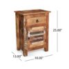 Recycled Wood Side Table With Drawer And Door - Natural - Image 3