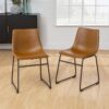 Industrial Faux Leather Dining Chairs (Set of 2) - Whiskey Brown - Image 4