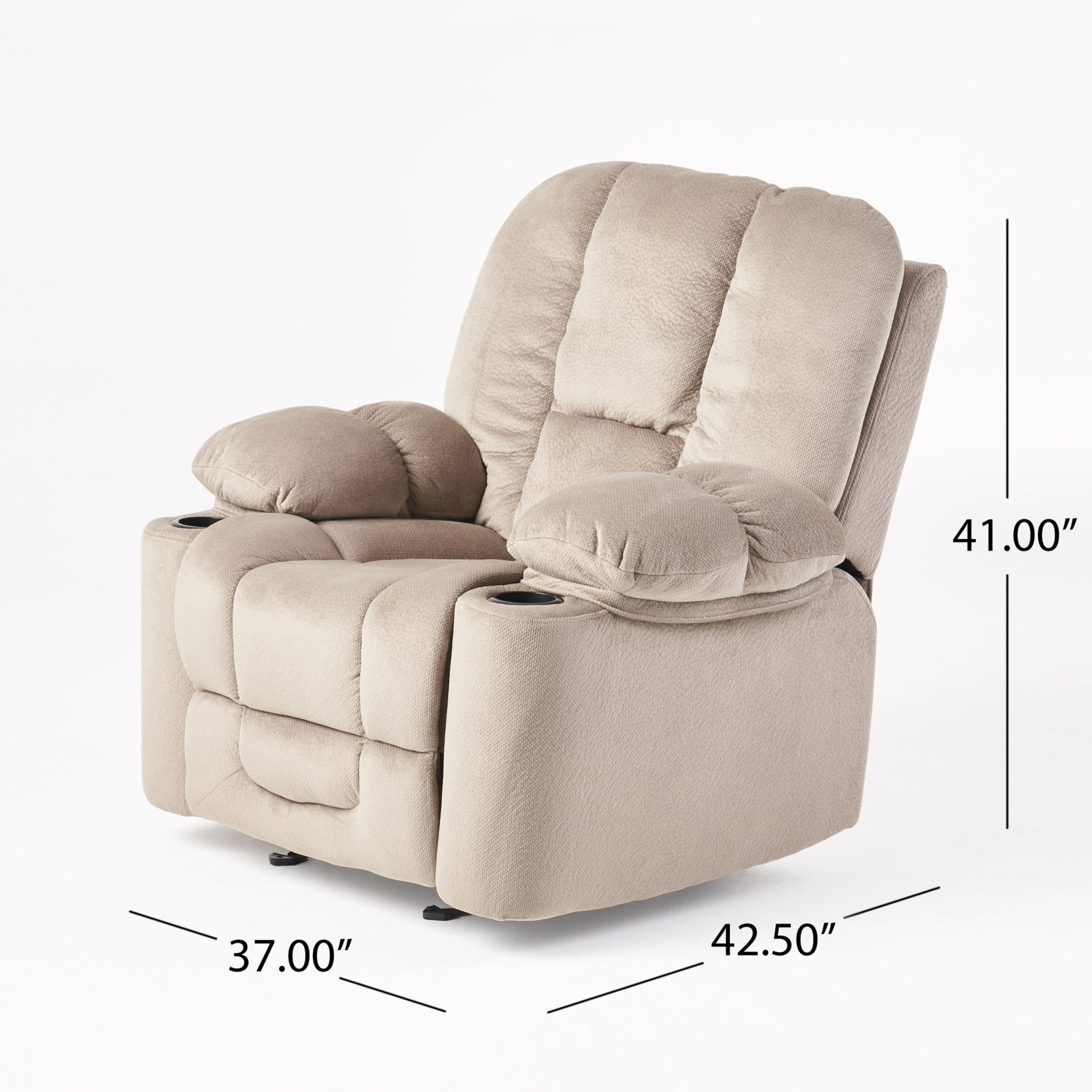 Luxurious Manual Recliner Chair, Skin-Friendly, Dual Cup Holders - Coffee - Image 3