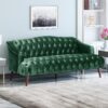 Comfy 3 Seat Sofa With Wooden Legs, For Living Room And Study - Emerald - Image 2