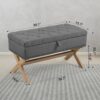 Storage Ottoman, Button-Tufted Ottoman Linen Storage Bench, Ottoman With Storage - Antique Dark Gray - Image 3