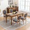 French Style Solid Wood Frame Antique Painting Linen Fabric Back Dining Chair (Set of 2) - Dark Gray - Image 15