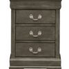 Louis Phillipe - 3 Drawer Nightstand - Gray - Image 2