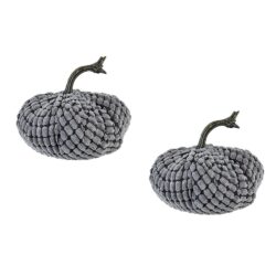 Chenille Weighted Pumpkin Ornament Decor For Holiday Harvest Festival Fall Festival & Thanksgiving (Set of 2) - Gray
