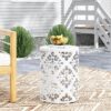 Outdoor Metal End Table, Large - White - Image 5