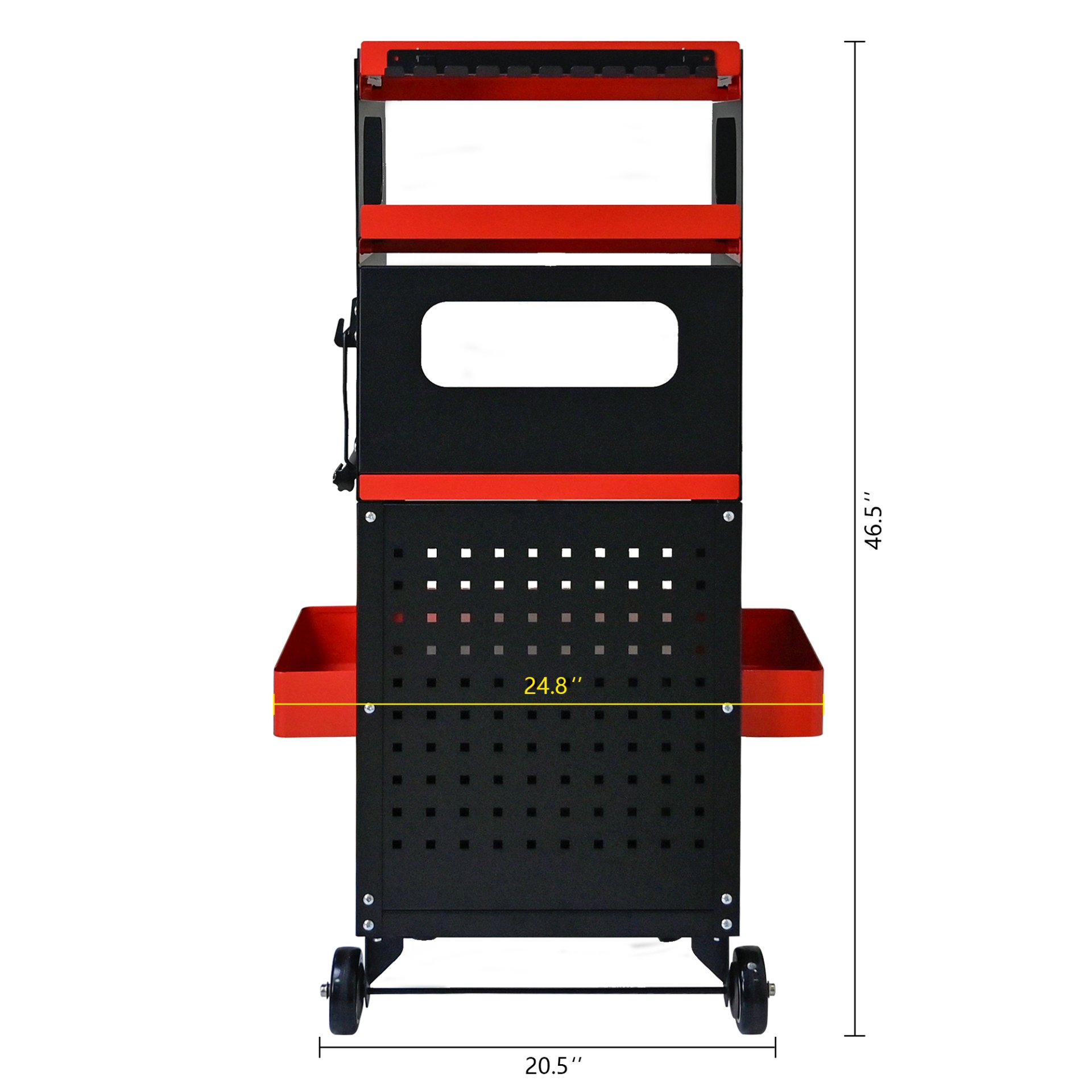 4 Level Multi Purpose Trolley For Diagnostics - Black / Red - Image 4