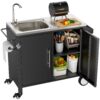 Outdoor Grill Cart With 304 Stainless Steel Sink And Cabinet - Black / Silver - Image 8