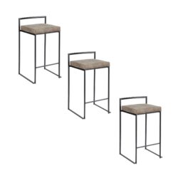 Fuji - Contemporary Stackable Counter Stool (Set of 3) - Black / Brown