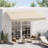 Outsunny - 12' x 8' Retractable Awning Patio Awnings Sun Shade Shelter With Manual Crank Handle, 280G / M² Uv & Water-Resistant Fabric And Aluminum Frame For Deck, Balcony, Yard - Cream White - Image 11