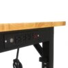 Metal Adjustable Worktable With Socket And Wooden Top - Black - Image 6