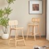 Bari - Indoor Wood Barstool (Set of 2) With And Rattan Backrest - Natural - Image 4
