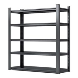Industrial Metal 5 Tier Storage Shelves, Adjustable Heavy Duty Garage Shelving Unit - Brushed Nickel