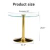 Modern Minimalist Round Dining Table With Glass Top And Metal Legs 35" Diameter - Gold / Transparent - Image 3
