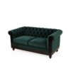 Chesterfield Velvet Loveseat Sofa 2 Person Rolled Arm Upholstered Couch - Forest Green - Image 12