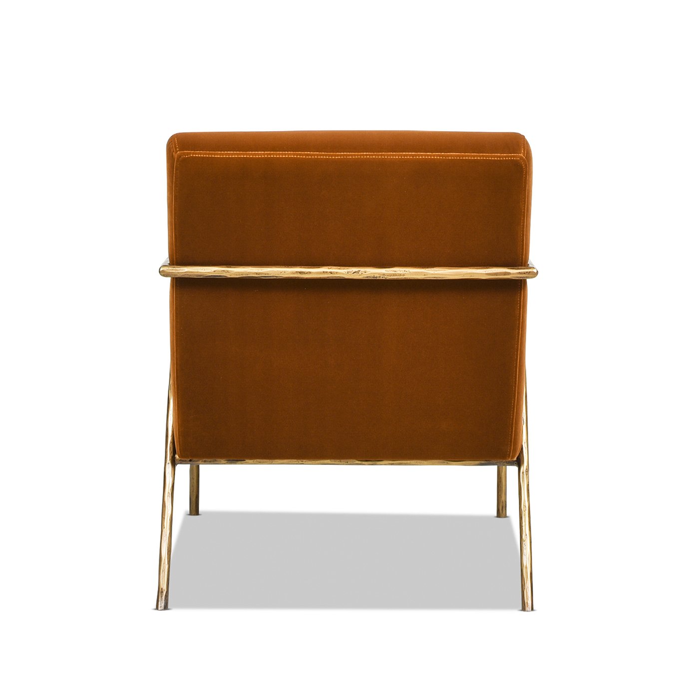 Aerin - Hammered Brass Upholstered Accent Arm Chair - Burnt Orange - Image 9