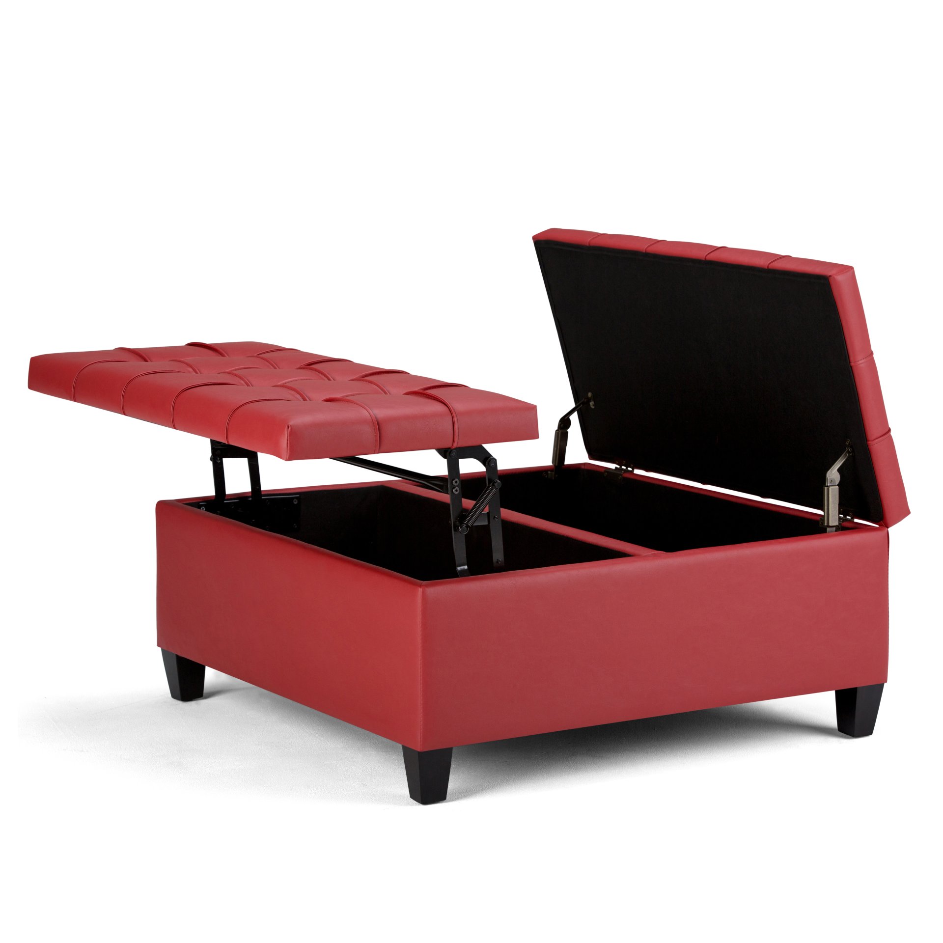 Harrison - Coffee Table Storage Ottoman - Crimson Red - Image 7
