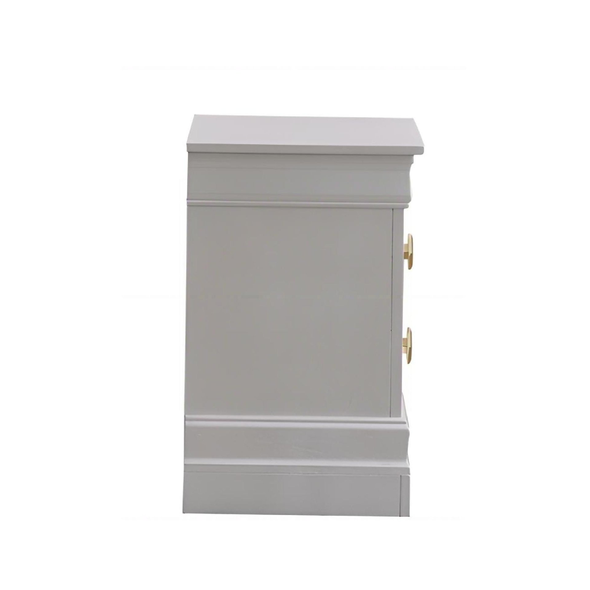 Verona - Nightstand With Gold Handles And Faux Crystal Accents, 2 Drawer Storage - White - Image 4