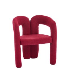 Contemporary Upholstered Accent / Dining Chair (Set of 2) Teddy Velvet Fabric With Sturdy Steel Frame - Red