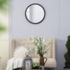 Circle Wall Mirror With Wooden Frame, Wall Mirror For Living Room - Black - Image 8