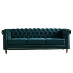 Chesterfield - Velvet Sofa 84.65" For Living Room - Green