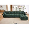 Modular 4 Seater Sofa With Ottoman, Configurable Frame In Premium, High Resilience Cushions - Green - Image 14