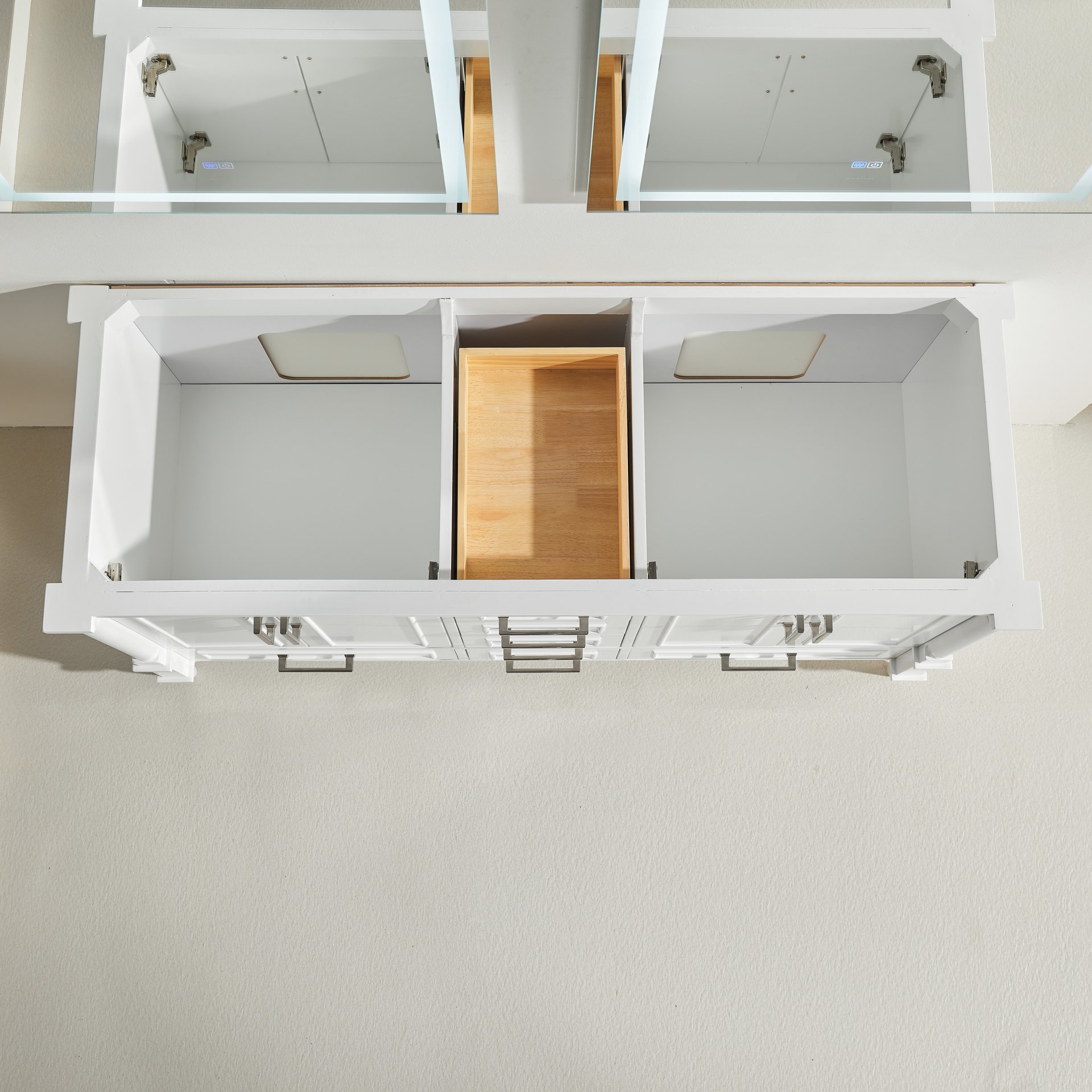 Freestanding Double Bathroom Vanity With Extra Black Handles - White - Image 11