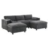 Modular Sectional With Storage Pockets, 5 Seat U Shaped Couch Set With Pillows Free Combination Modern Cloud Sofa With 2 Movable Ottoman - Dark Gray - Image 6