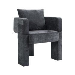 Modern 3 Leg Accent Chair With Ergonomic Arms & Removable Pillow, Plush Small Space Armchair, Single Sofa Chair For Living Room, Bedroom, Dining Room And Office - Gray
