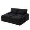 Convertible Loveseat Sofa With Storage, USB Ports, Cup Holders - Black - Image 7