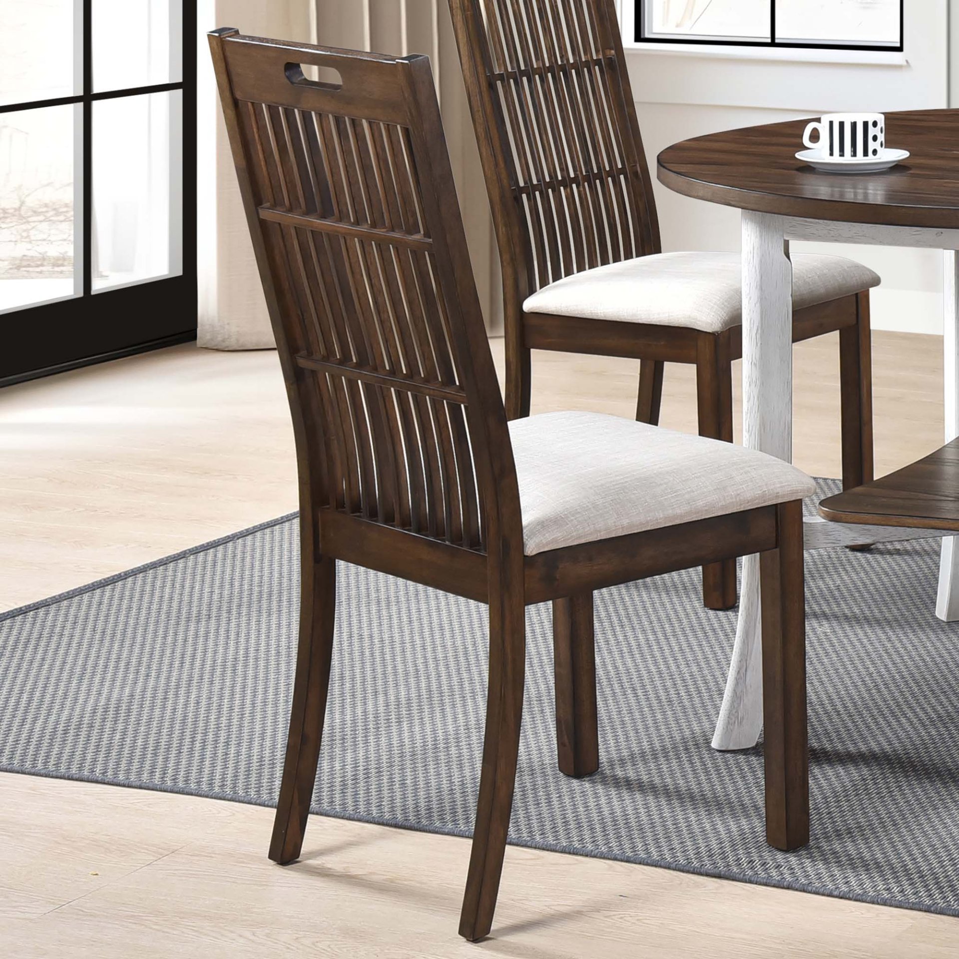 2 Pieces Set Dining Side Chair Rustic Modern Farmhouse Design Retro Design Easy To Assembly - Antique Dark Oak - Image 13