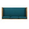 Claremont - 3 Seater Daybed With Rattan Arms And Cushions, Acacia Wood Frame - Teak / Teal - Image 6