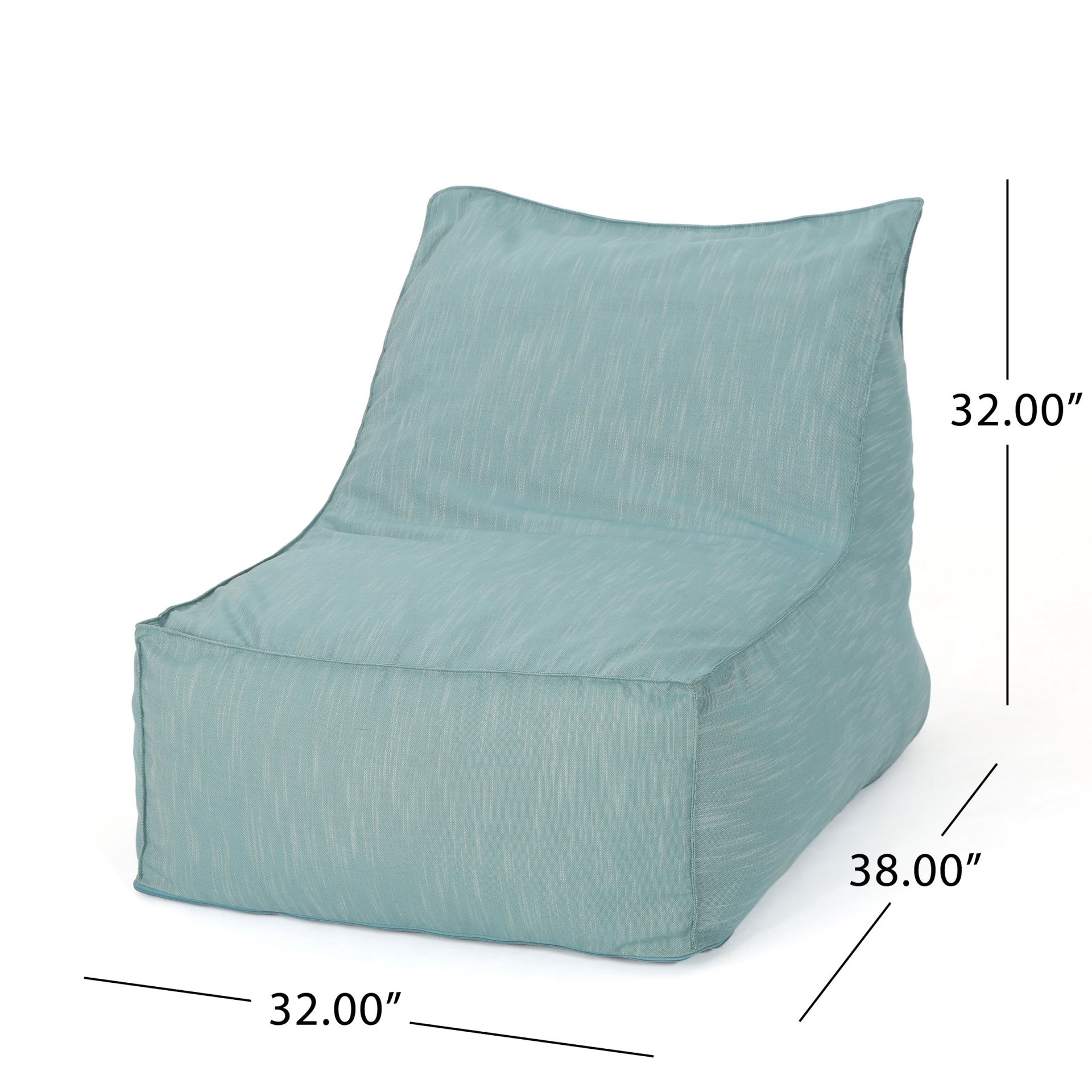 Ettie - Modern 3 Ft. Water Resistant Fabric Bean Bag Chair - Teal - Image 4