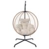 Sora - Outdoor Patio Wicker Hanging Chair With Stand - Beige / Brown - Image 3