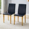 Modern Dining Chairs (Set of 2) With And en Metal Legs - Black / Gold - Image 8