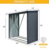 Outdoor Steel Firewood Rack, Open Wood Shed With Sloped Roof For Firewood, Pellet, Or Lumber Storage - Black - Image 3