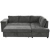 L Shaped Couch With Pull Out Bed And Storage Sectional Sleeper Sofa With Hidden Storage, Wide Armrest With Storage, For Living Room, Apartment, Bedroom, Office - Gray - Image 5