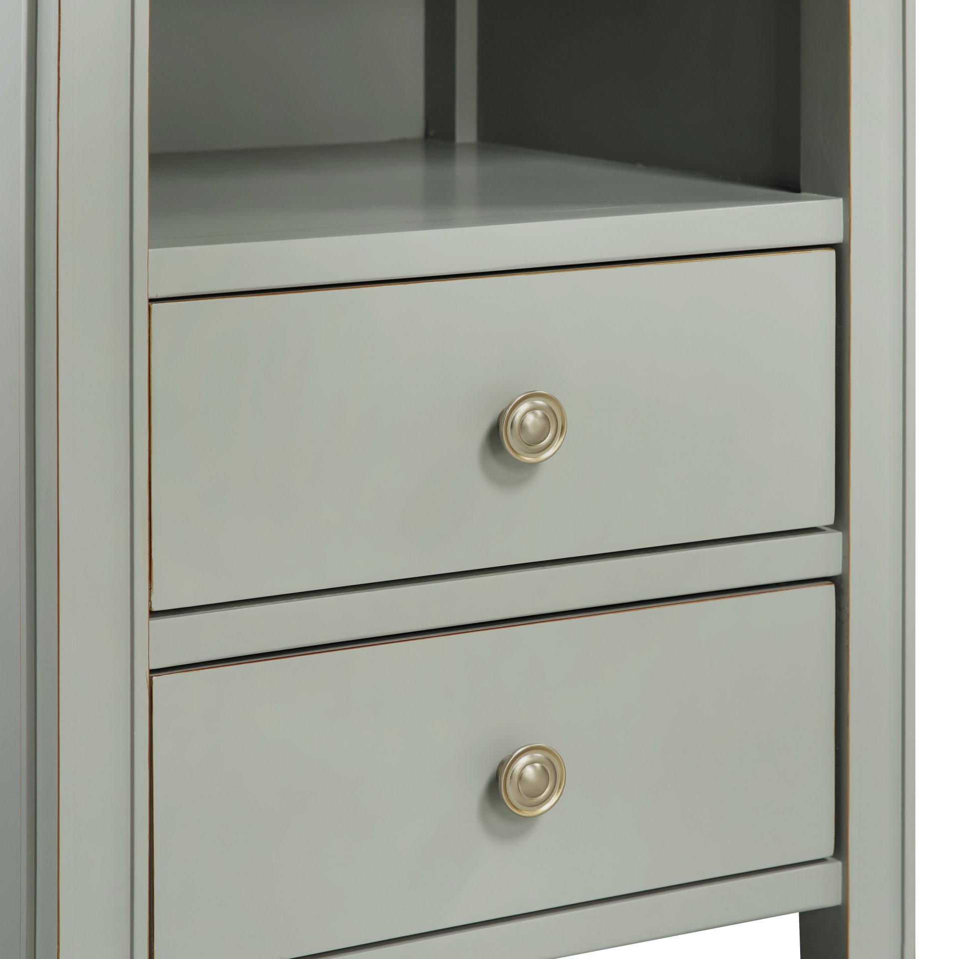 Winston - 2 Drawer Storage Nightstand With Fluted Tapered Legs And Knobs - Antique Gray - Image 7