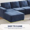 Modular U Shaped Sectional With Ottomans, Luxury Cloud Floor Couch With Deep Seat Fully Compressed Upholstered Sofa - Navy - Image 22