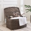 Joseph - Rectangular Curve Resin Woven Wicker Trunk With Handles Multi Purpose Storage - Walnut Brown - Image 4