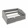 Elegant Tufted Upholstered Full Size Daybed With Trundle Linen Fabric - Gray - Image 11
