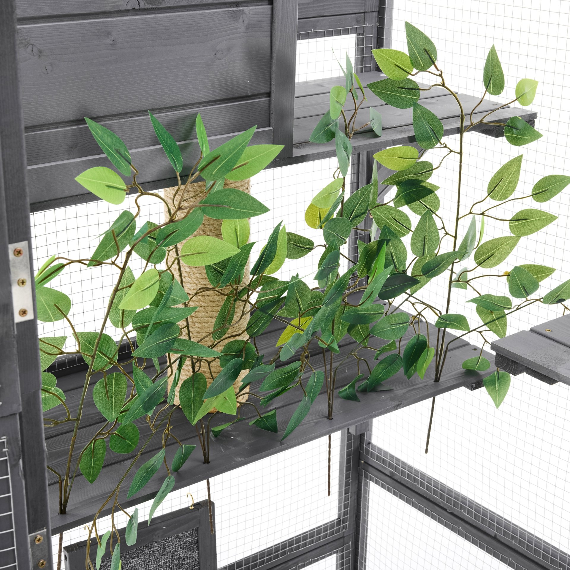 Outdoor Diy Cat House Catio With Double Enter Doors, Platforms, And Condos - Dark Gray - Image 22