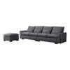 Modern Modular L Shaped Chenille Sofa Couch Reversible Ottoman With Storage Removable And Washable Cushions Sofa With USB Ports & Cup Holder For Living Room - Dark Gray - Image 16