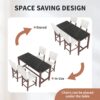 5 Piece Counter Height Dining Set, Faux Marble Bar Table With 4 Upholstered Chairs, Mid Century Style For Kitchen - Black / Beige - Image 13