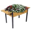 Versatile Raised Garden Bed With Metal Legs And Folding Storage Shelf For Outdoor Use - Black / Brown - Image 2