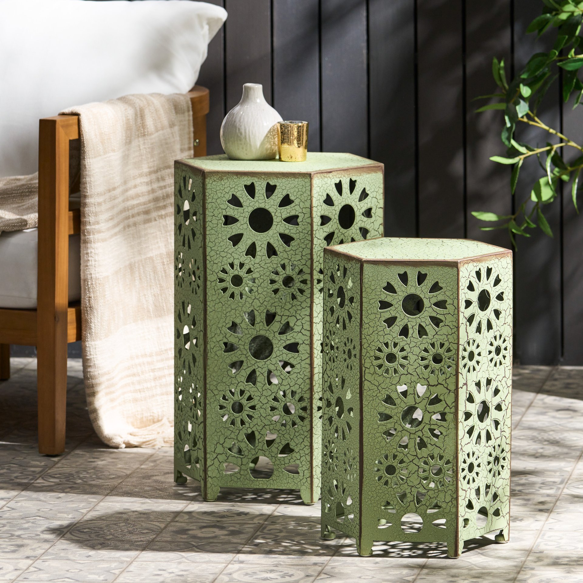 Eliana - Outdoor Side Table, 2 Pieces - Green - Image 10