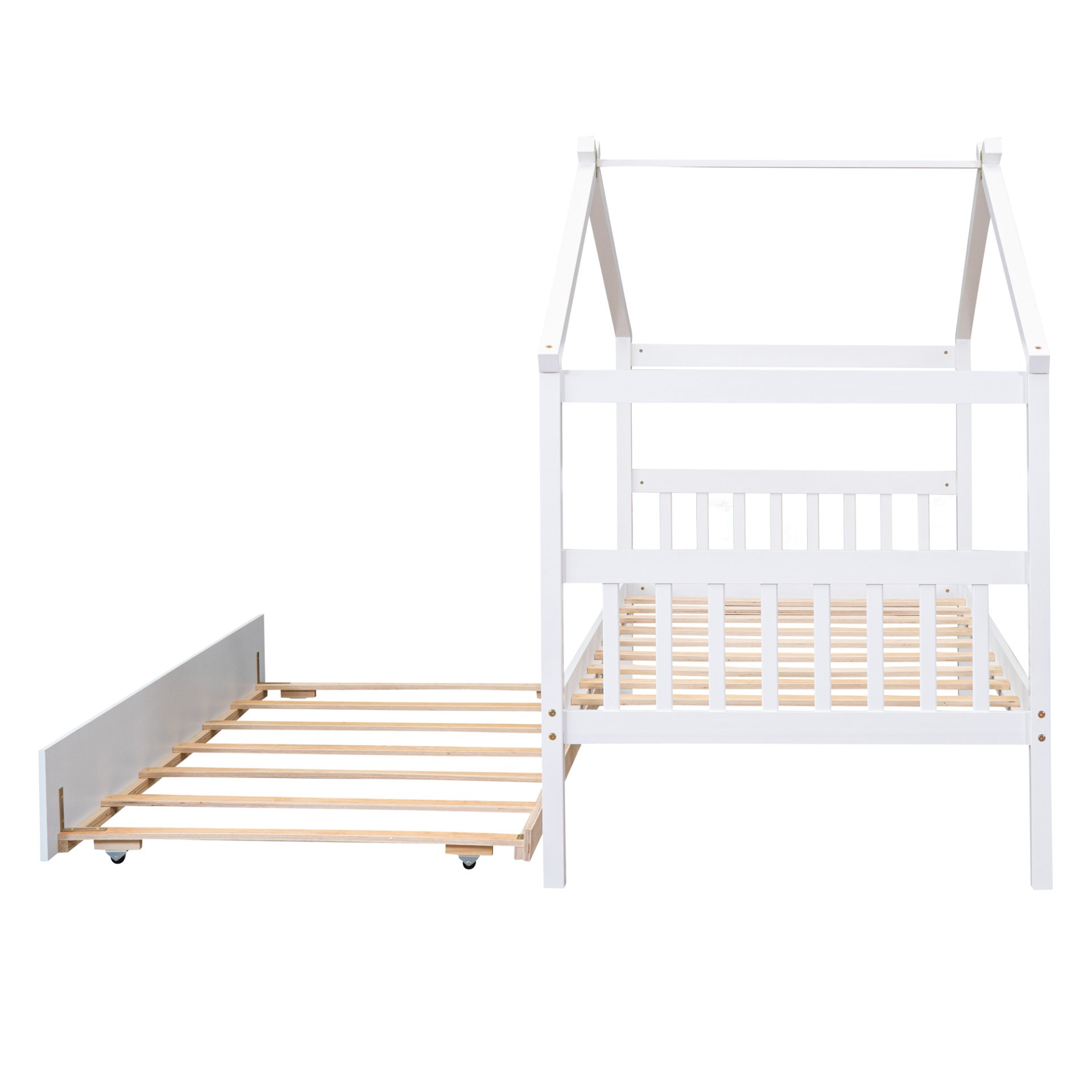 Twin Size House Bed With Twin Size Trundle - White - Image 10